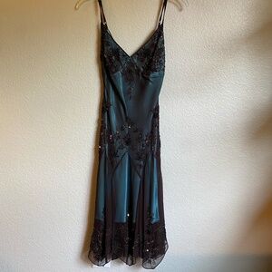 Stunning Vintage Adrianna Papell Beaded Silk Cocktail Dress